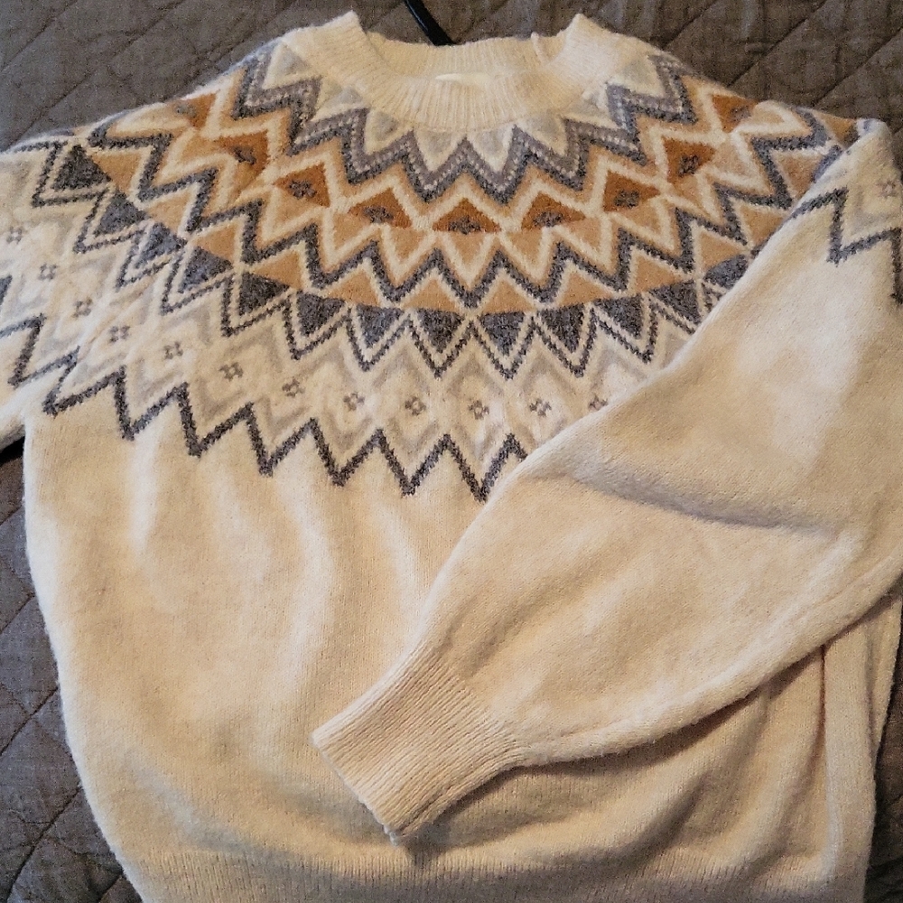 Cream Fair Isle Crewneck Sweater - Women